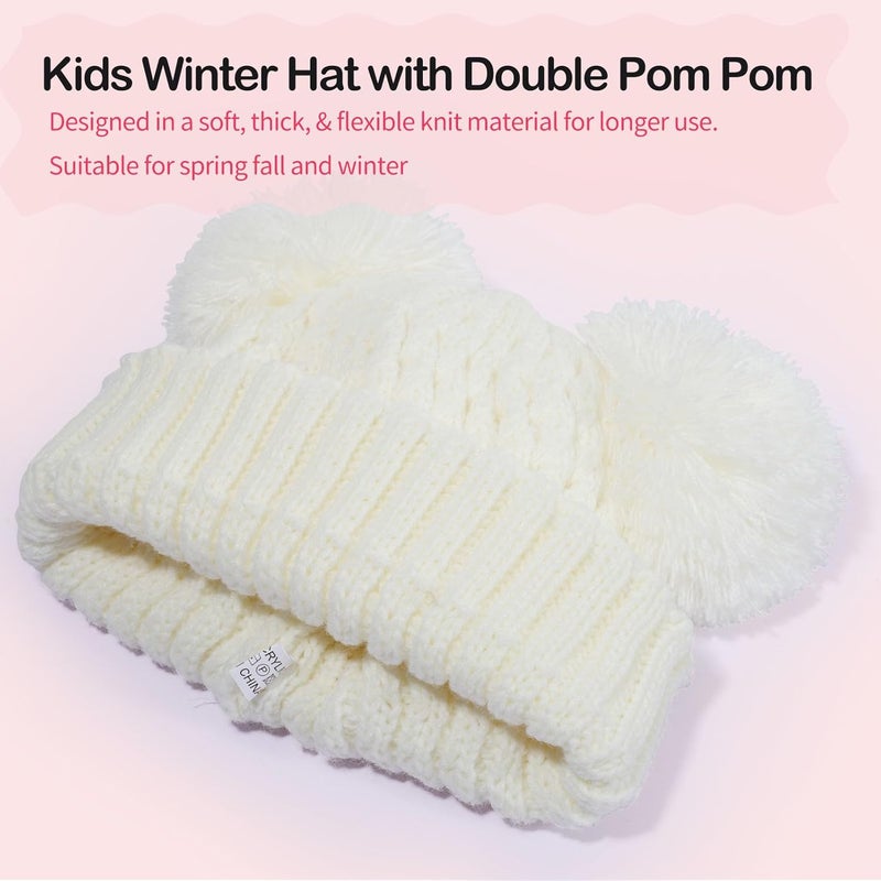 KDVOG Store Kids Winter Hat Warm Knitted Beanies with Double Pom Pom Thick Ski Cap for Boys Girls 7-12 Years - Image 5
